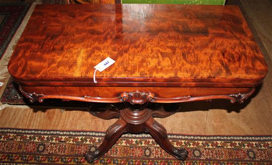 Victorian mahogany folding card table(-)